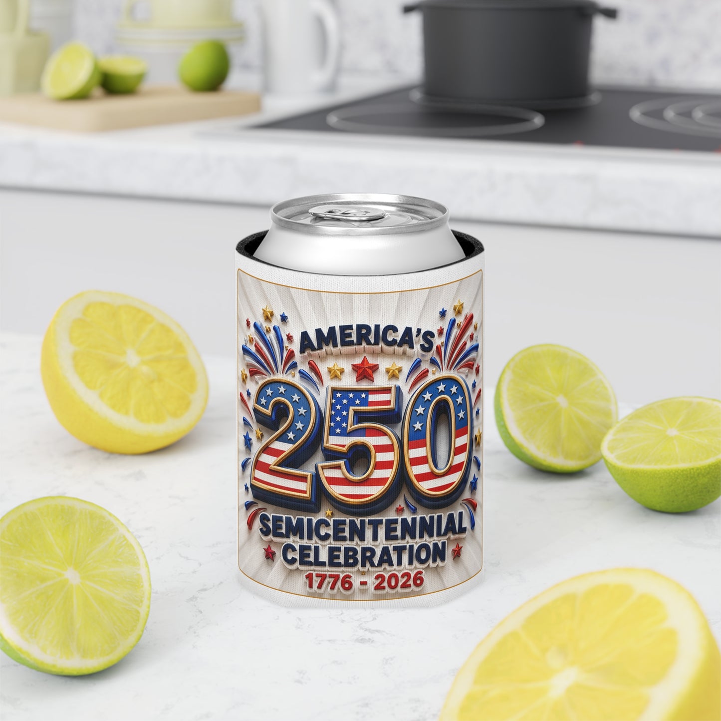 America's 250th Semicentennial Can Cooler – 1776–2026 Patriotic Koozie