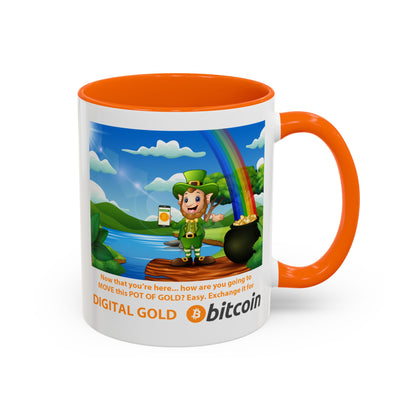 Digital Gold Accent Coffee Mug - St. Patrick's Day Gift for Cryptocurrency Enthusiasts