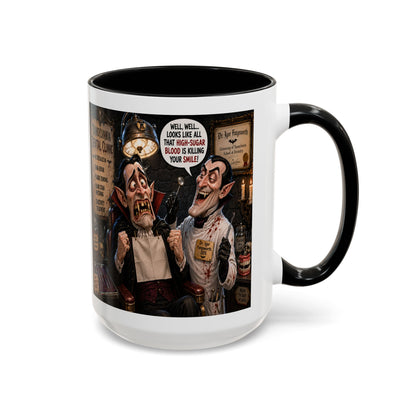 The Count’s Sugar Problem — Funny Vampire Halloween Mug (Accent Colors - Black, Red, Orange, Purple, Pink 11oz/15oz)