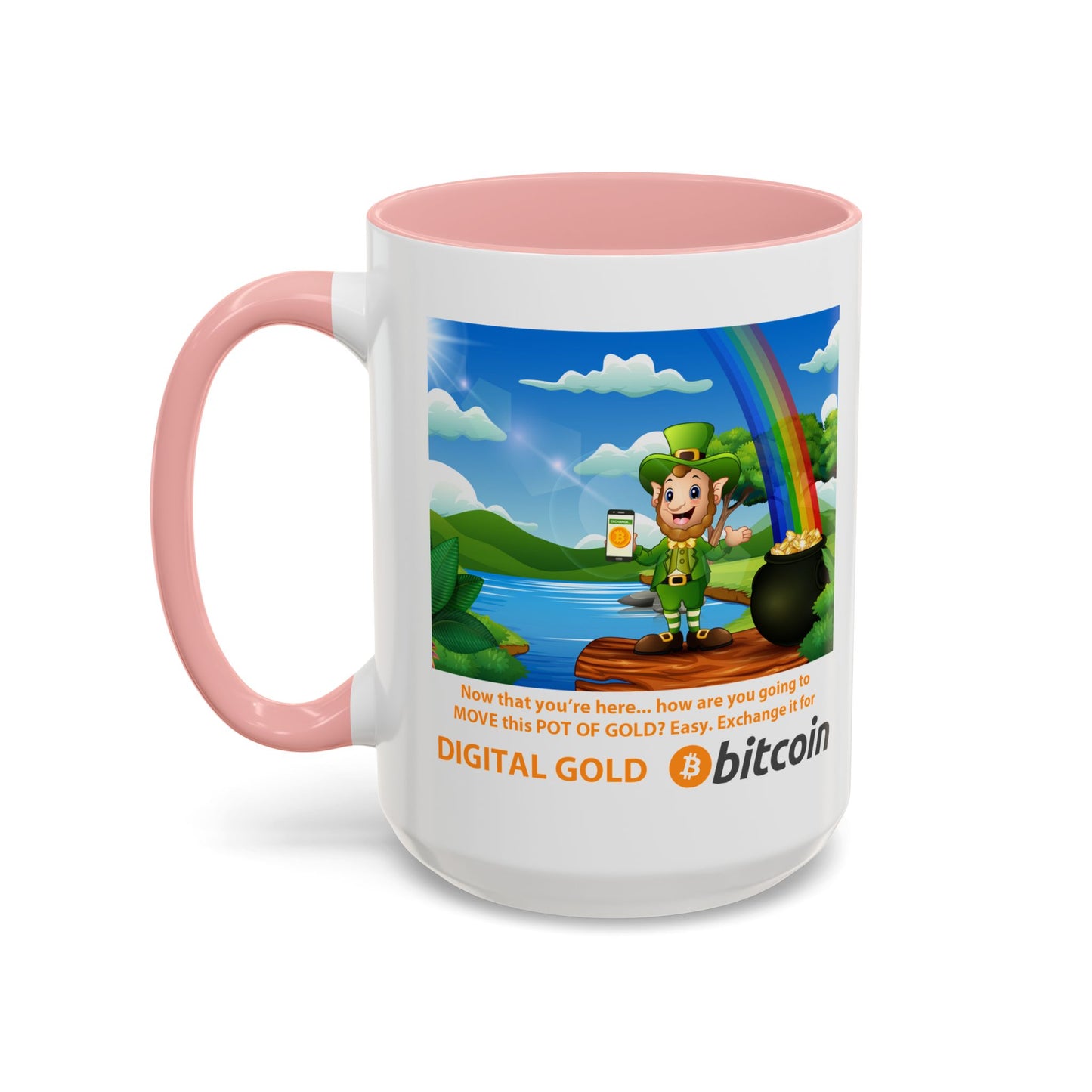 Digital Gold Accent Coffee Mug - St. Patrick's Day Gift for Cryptocurrency Enthusiasts