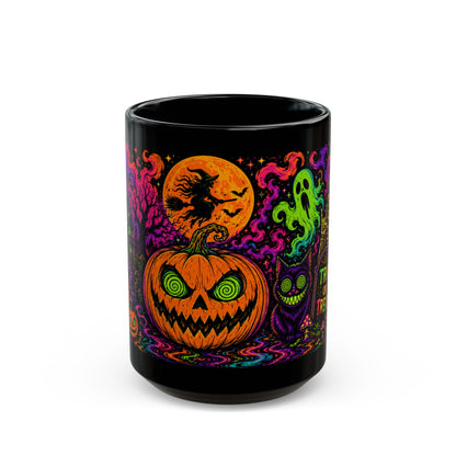 Trip or Treat | Psychedelic Halloween Coffee Mug (Black, 11oz/15oz)