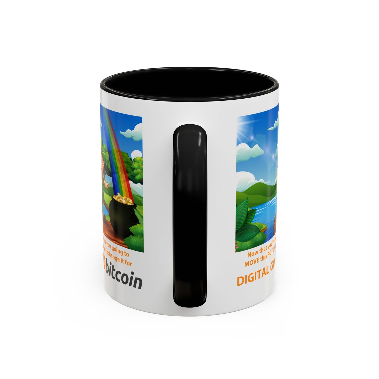 Digital Gold Accent Coffee Mug - St. Patrick's Day Gift for Cryptocurrency Enthusiasts