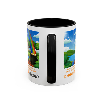 Digital Gold Accent Coffee Mug - St. Patrick's Day Gift for Cryptocurrency Enthusiasts