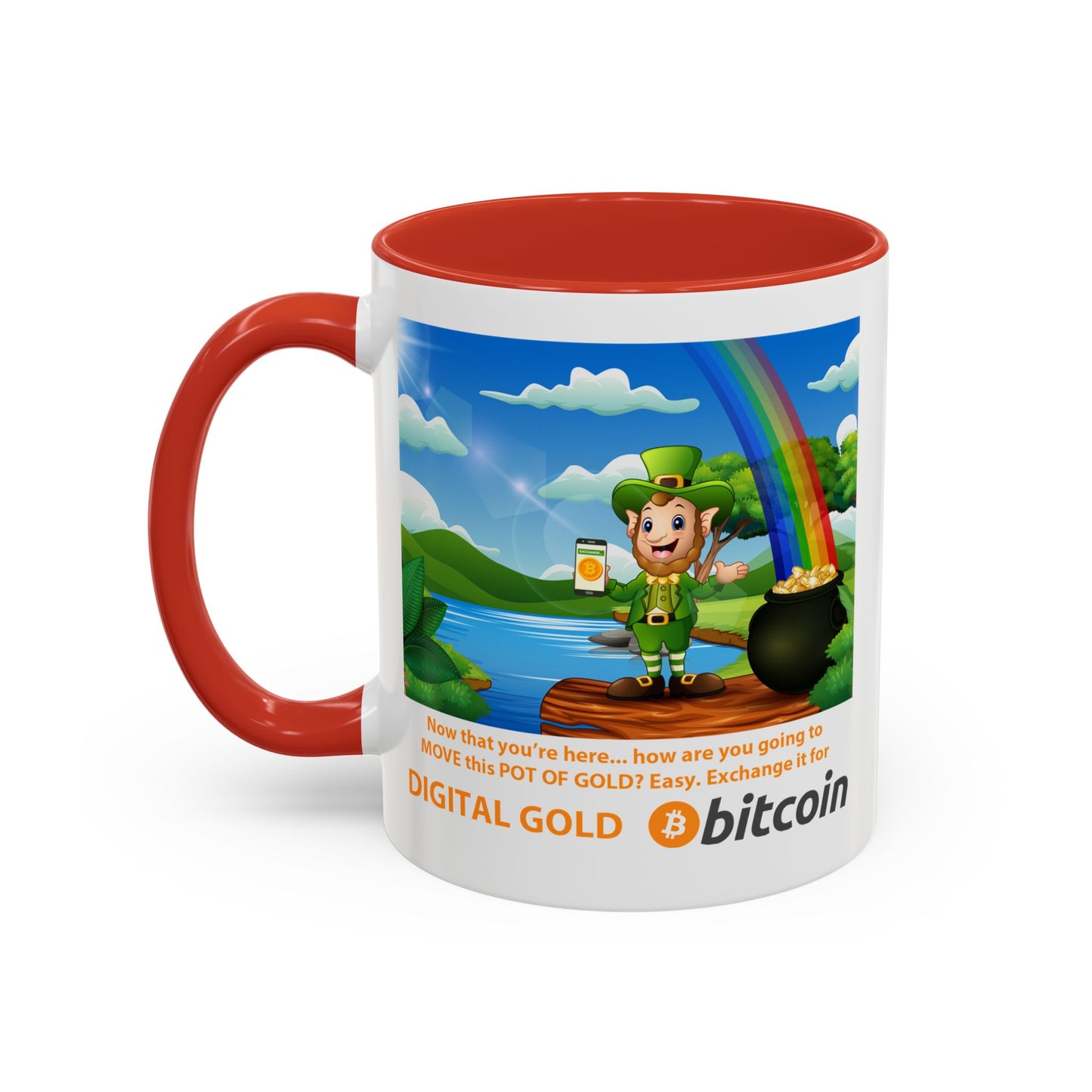 Digital Gold Accent Coffee Mug - St. Patrick's Day Gift for Cryptocurrency Enthusiasts