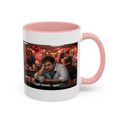 Cupid Missed… Again Funny Valentine Office Party Coffee Mug | Anti-Valentine Humorous Work Mug