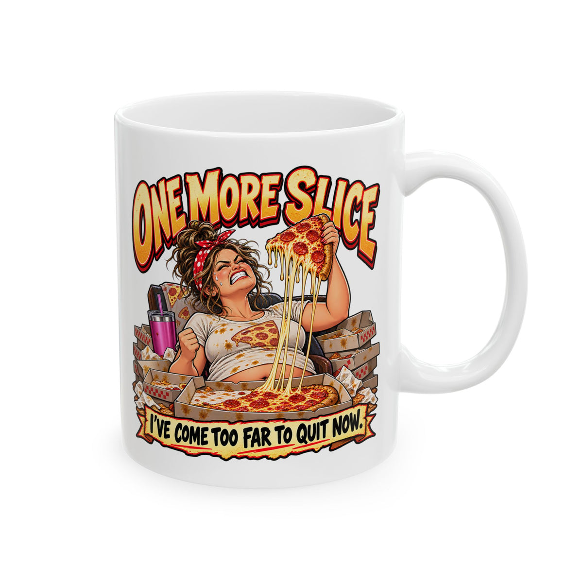"One More Slice" – Fun Retro Female Pizza Lover Coffee Mug (11oz/15oz)