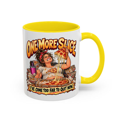 "One More Slice" – Fun Retro Female Pizza Lover - Accent Coffee Mug (11oz/15oz)
