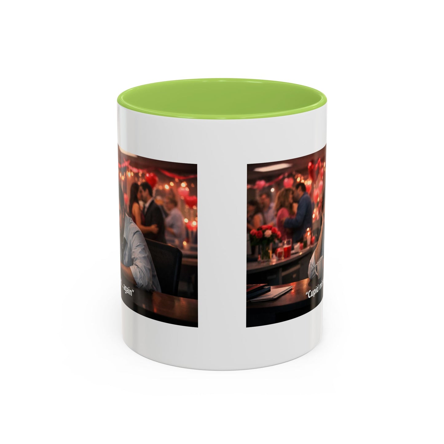 Cupid Missed… Again Funny Valentine Office Party Coffee Mug | Anti-Valentine Humorous Work Mug