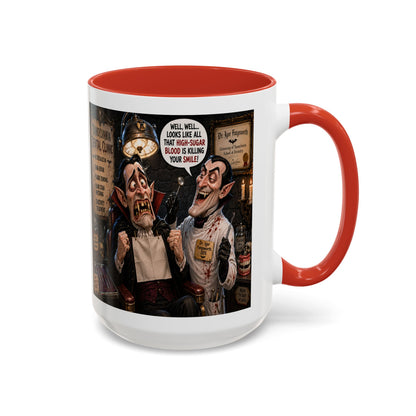 The Count’s Sugar Problem — Funny Vampire Halloween Mug (Accent Colors - Black, Red, Orange, Purple, Pink 11oz/15oz)