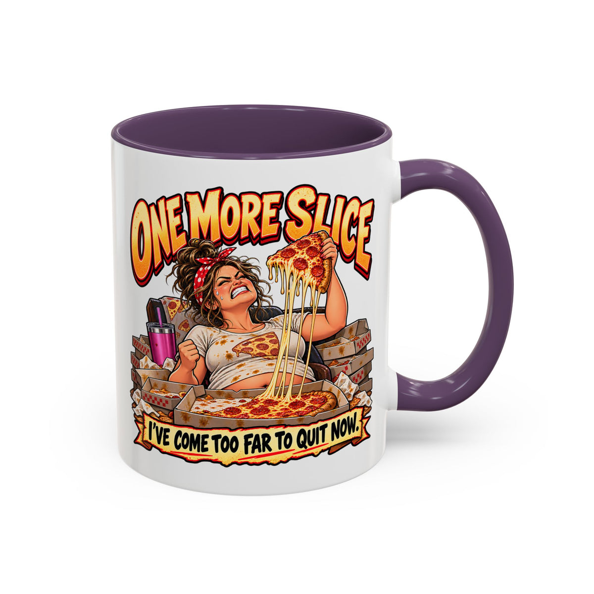 "One More Slice" – Fun Retro Female Pizza Lover - Accent Coffee Mug (11oz/15oz)