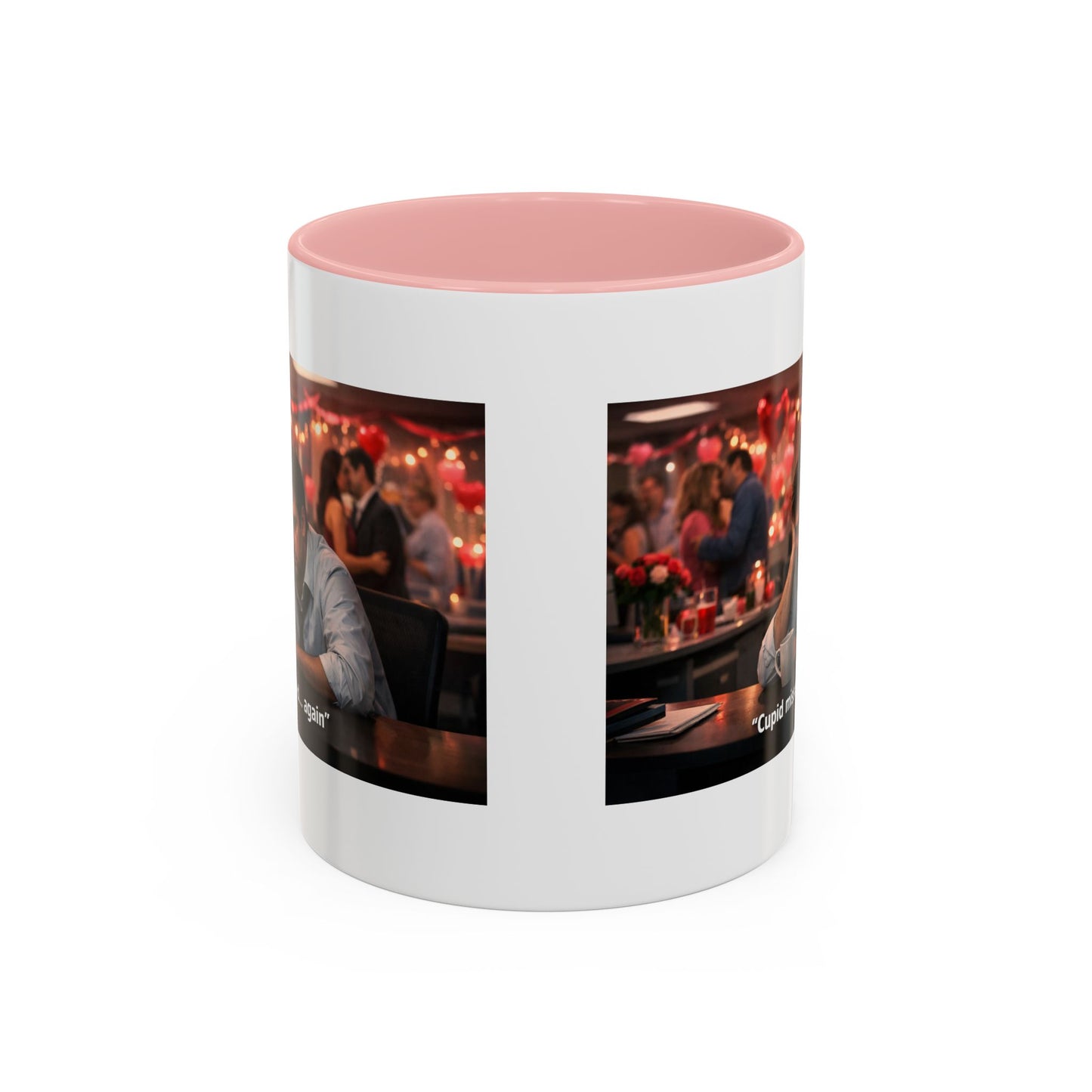 Cupid Missed… Again Funny Valentine Office Party Coffee Mug | Anti-Valentine Humorous Work Mug