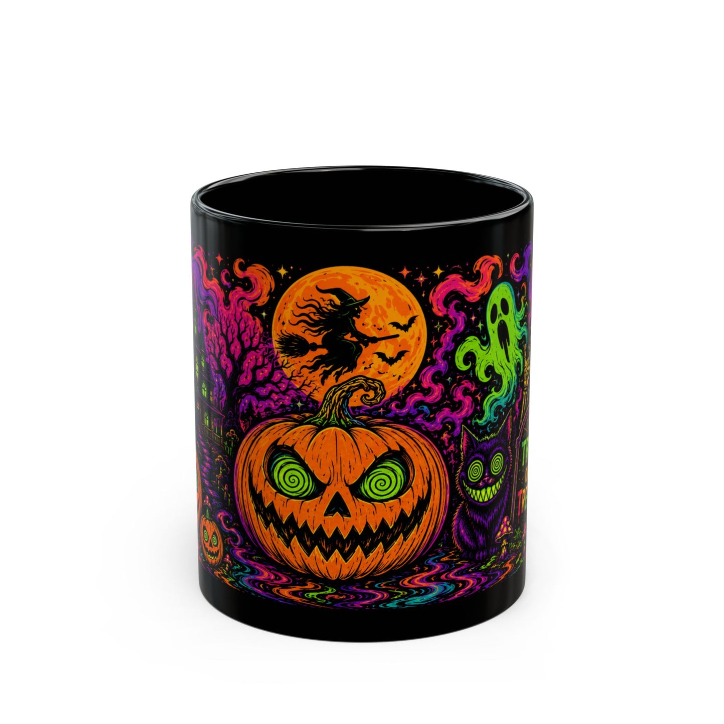 Trip or Treat | Psychedelic Halloween Coffee Mug (Black, 11oz/15oz)