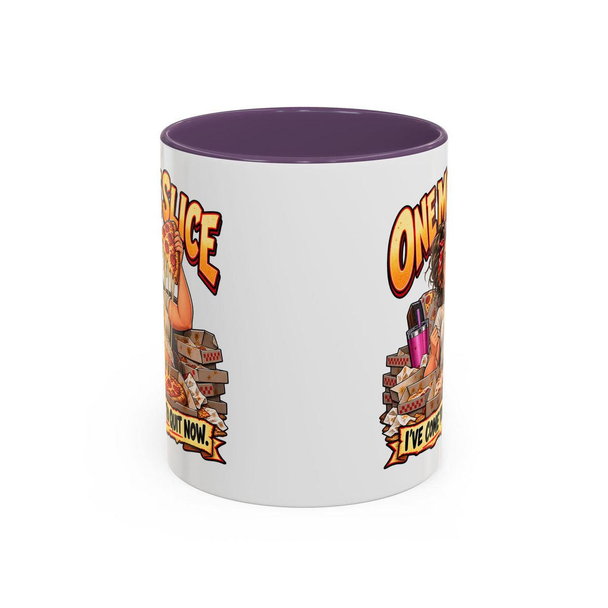 "One More Slice" – Fun Retro Female Pizza Lover - Accent Coffee Mug (11oz/15oz)