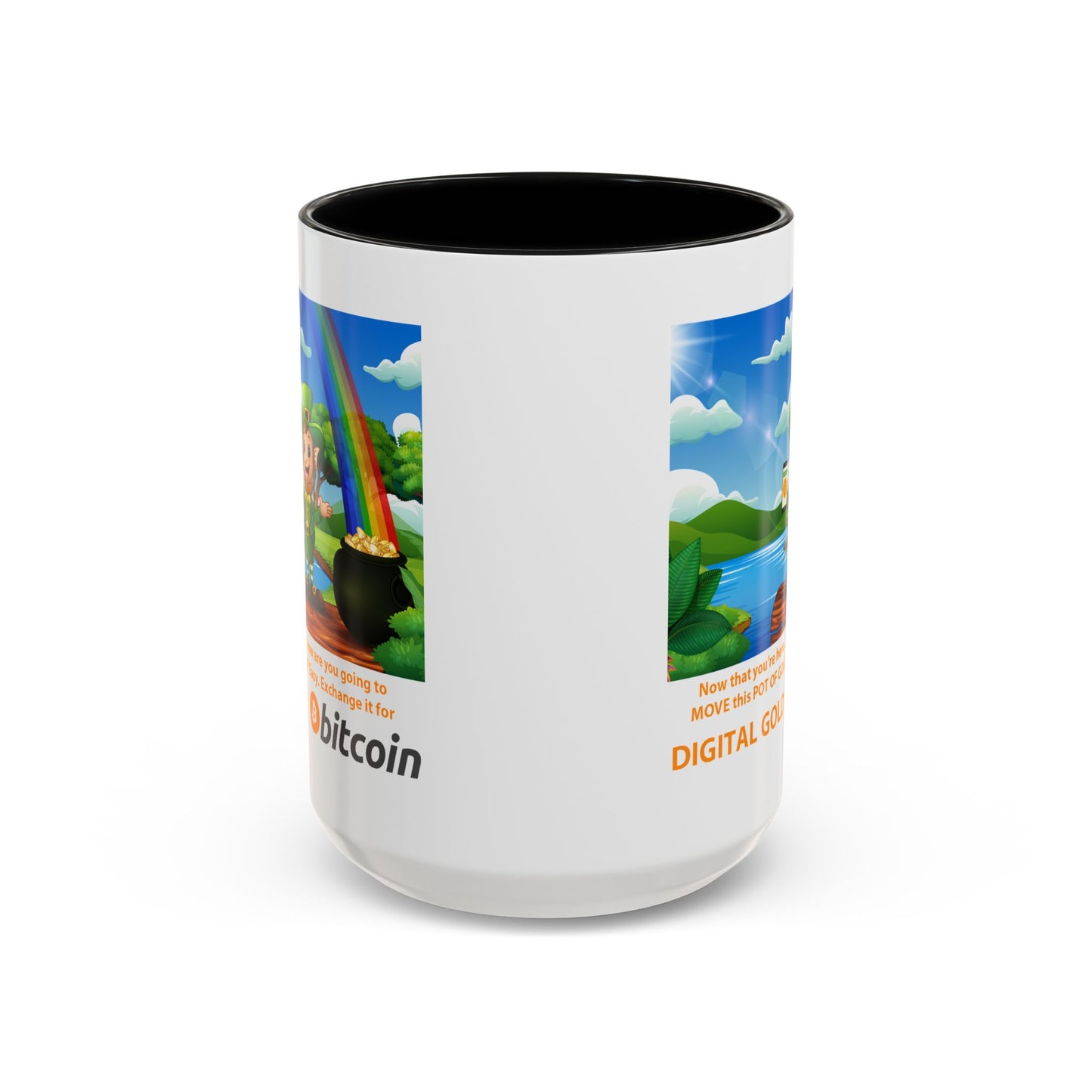 Digital Gold Accent Coffee Mug - St. Patrick's Day Gift for Cryptocurrency Enthusiasts