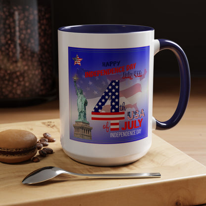 Patriotic Independence Day Statue of Liberty Flag Design Coffee Mug