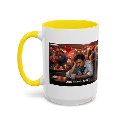 Cupid Missed… Again Funny Valentine Office Party Coffee Mug | Anti-Valentine Humorous Work Mug