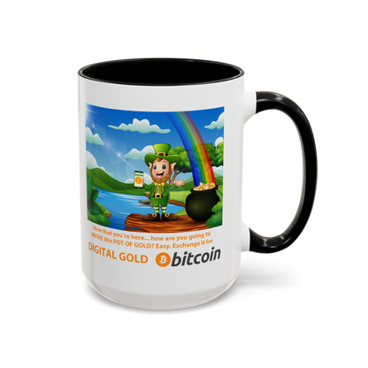 Digital Gold Accent Coffee Mug - St. Patrick's Day Gift for Cryptocurrency Enthusiasts