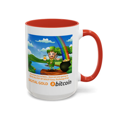 Digital Gold Accent Coffee Mug - St. Patrick's Day Gift for Cryptocurrency Enthusiasts