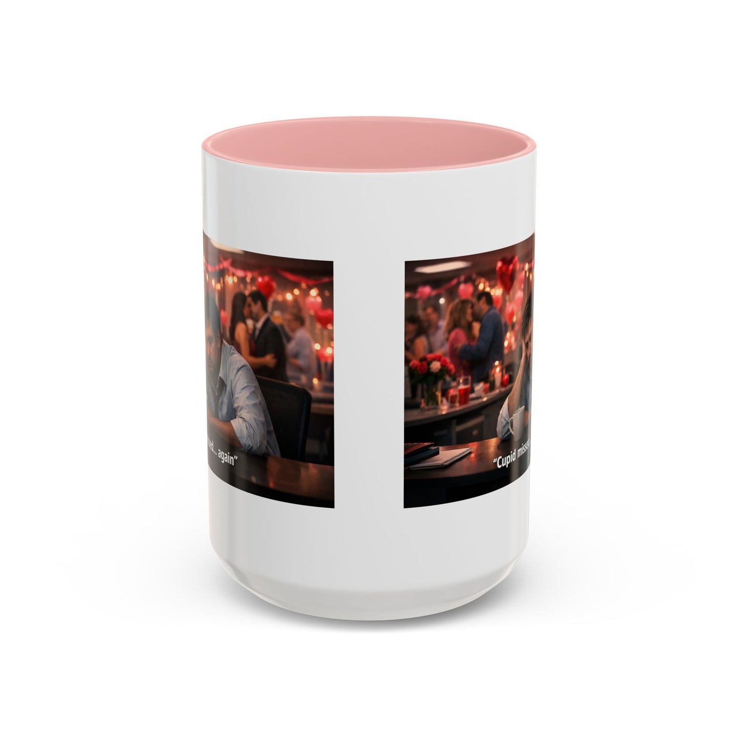 Cupid Missed… Again Funny Valentine Office Party Coffee Mug | Anti-Valentine Humorous Work Mug