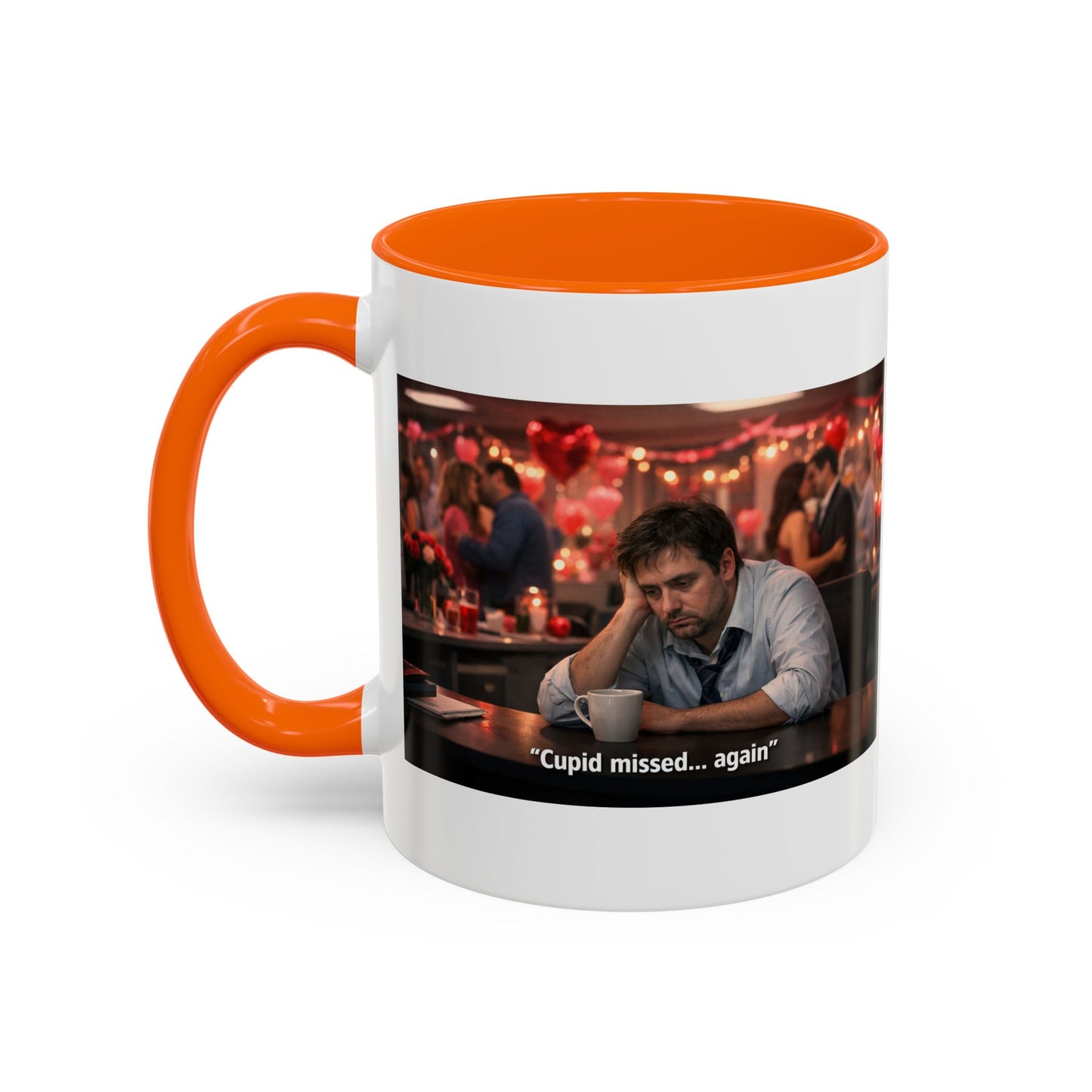 Cupid Missed… Again Funny Valentine Office Party Coffee Mug | Anti-Valentine Humorous Work Mug