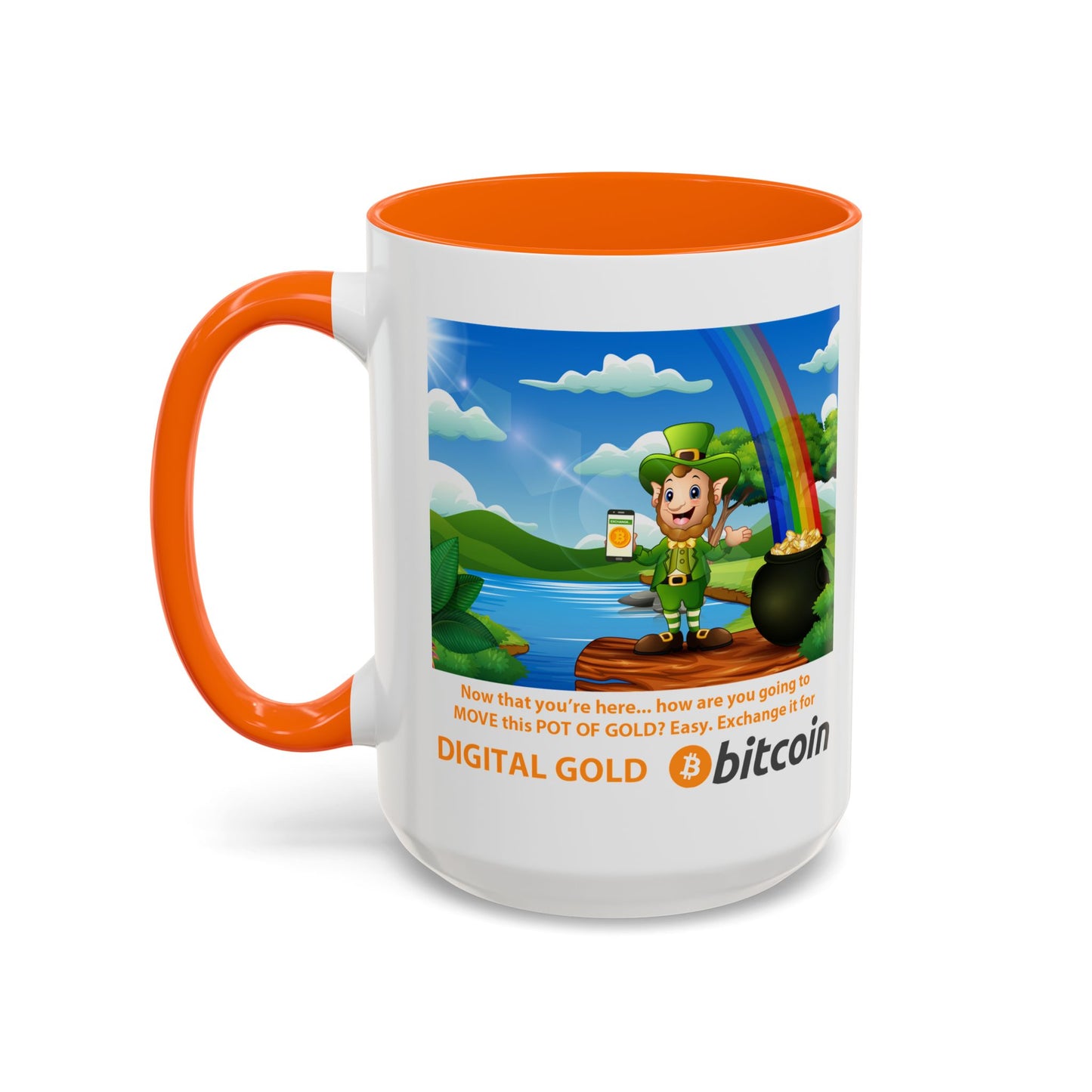 Digital Gold Accent Coffee Mug - St. Patrick's Day Gift for Cryptocurrency Enthusiasts