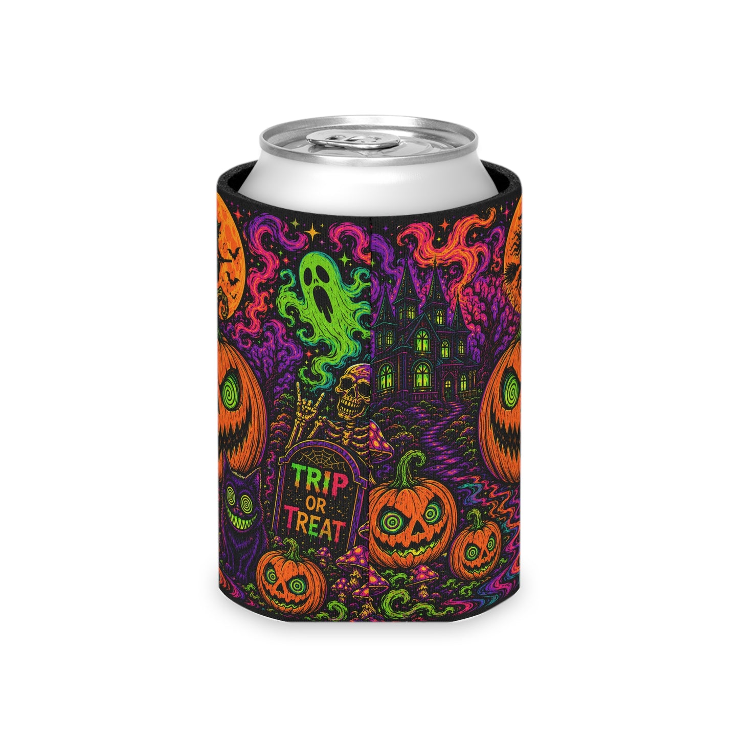 Trip or Treat - Psychedelic Halloween Beer and Soda Koozie