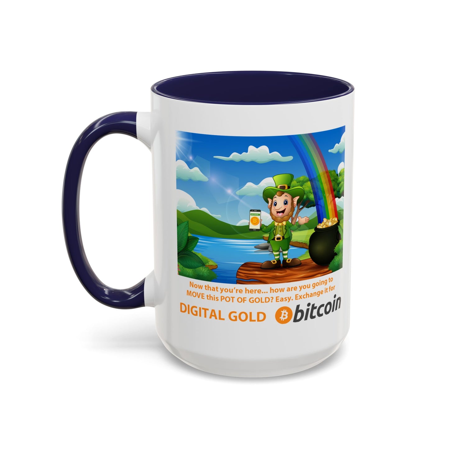 Digital Gold Accent Coffee Mug - St. Patrick's Day Gift for Cryptocurrency Enthusiasts
