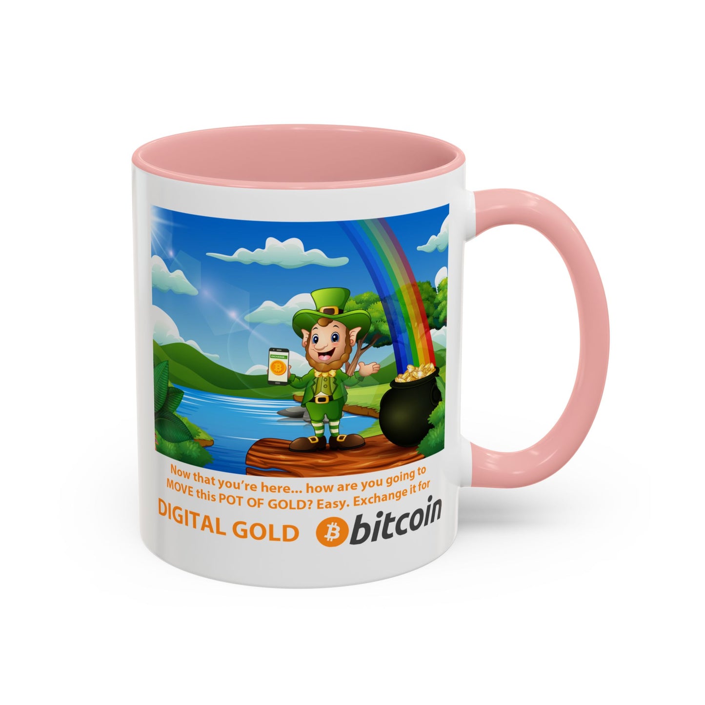 Digital Gold Accent Coffee Mug - St. Patrick's Day Gift for Cryptocurrency Enthusiasts
