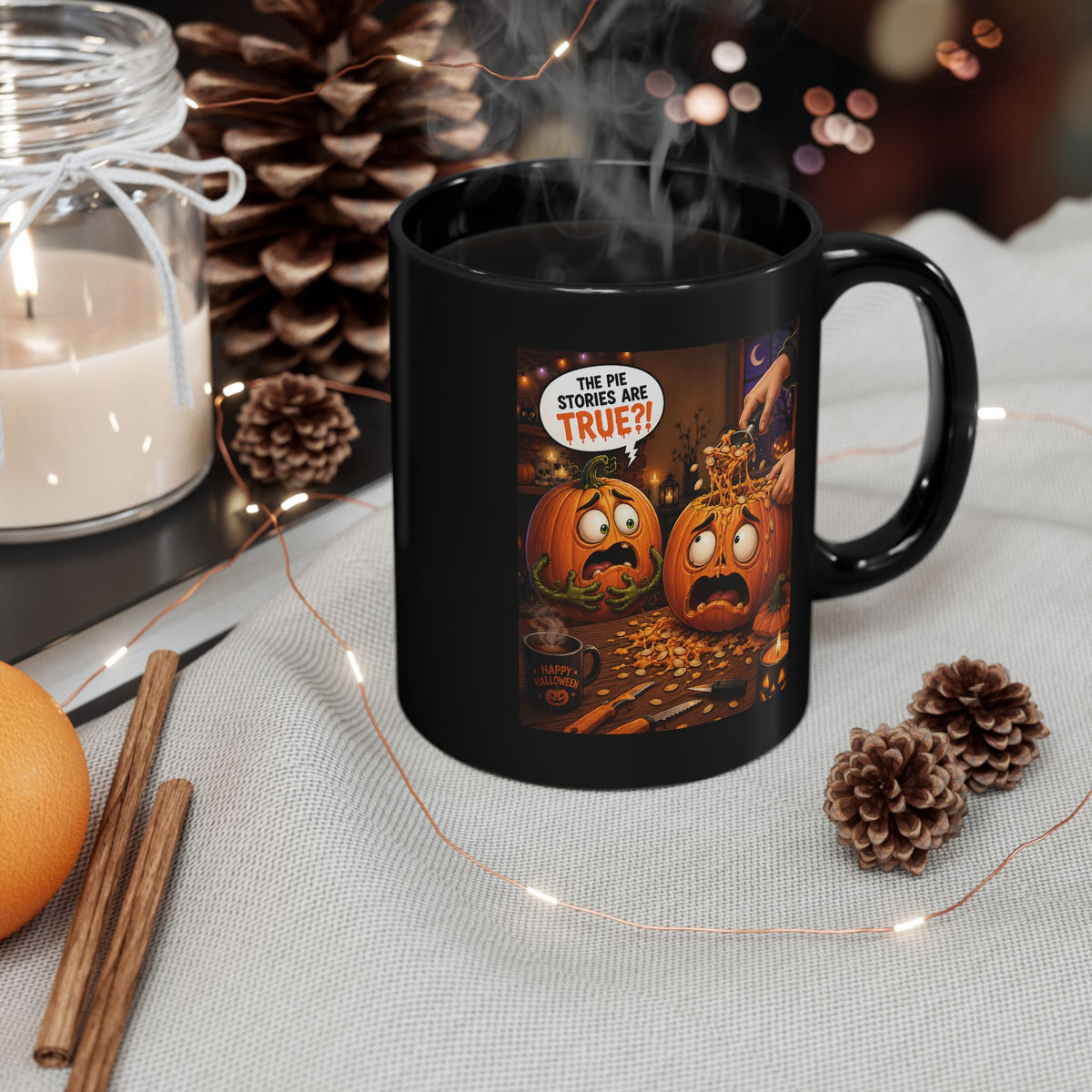 The Pie Stories Are True?! – Halloween Black Coffee Mug (11oz/15oz)