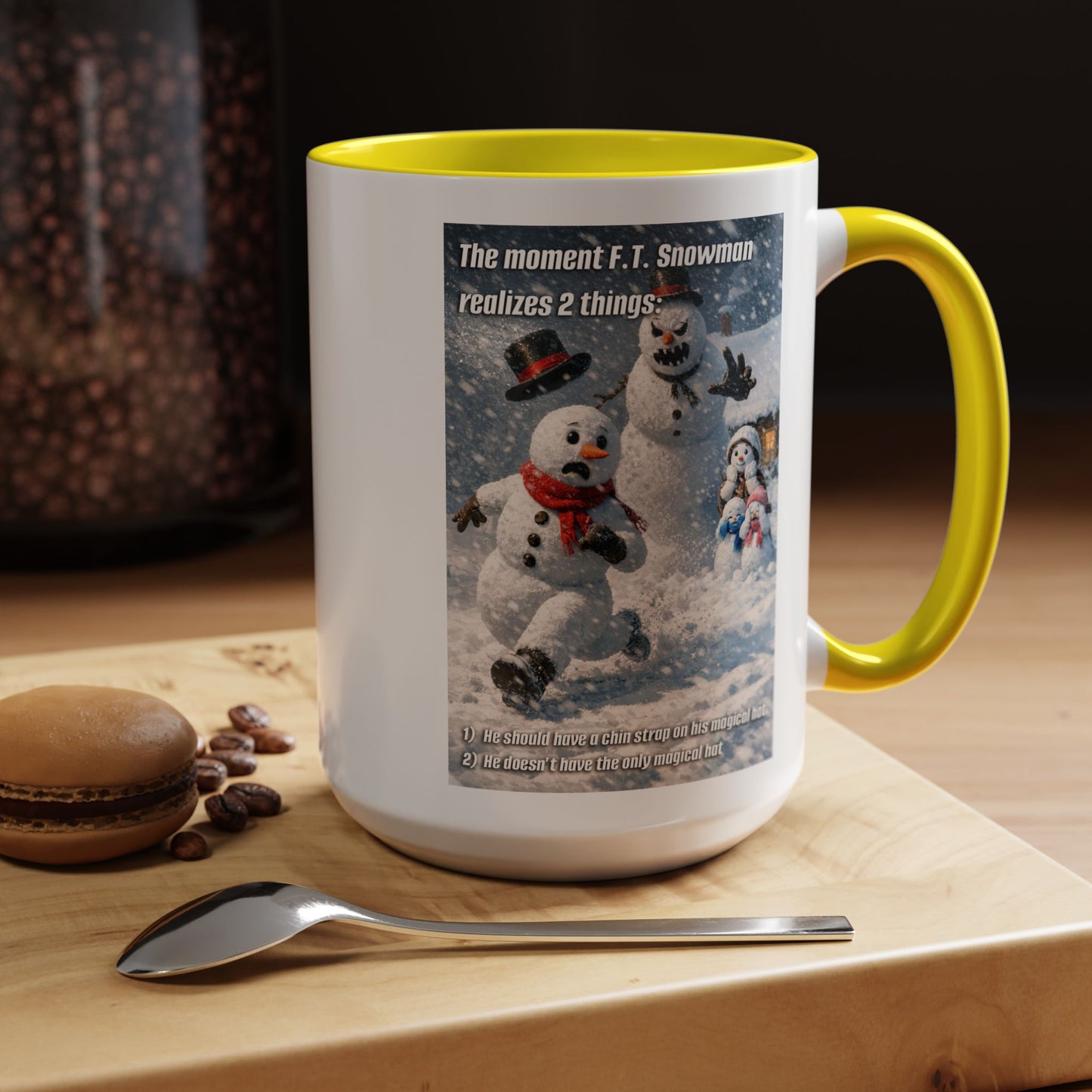 Snowman Mug – Humorous Winter Coffee Cup (The moment F.T. Snowman realizes 2 things)