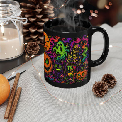 Trip or Treat | Psychedelic Halloween Coffee Mug (Black, 11oz/15oz)