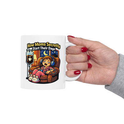 How Moms Secretly Start Their Days Coffee Mug – Funny Mother’s Day Gift for Moms