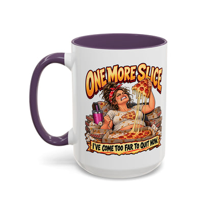 "One More Slice" – Fun Retro Female Pizza Lover - Accent Coffee Mug (11oz/15oz)
