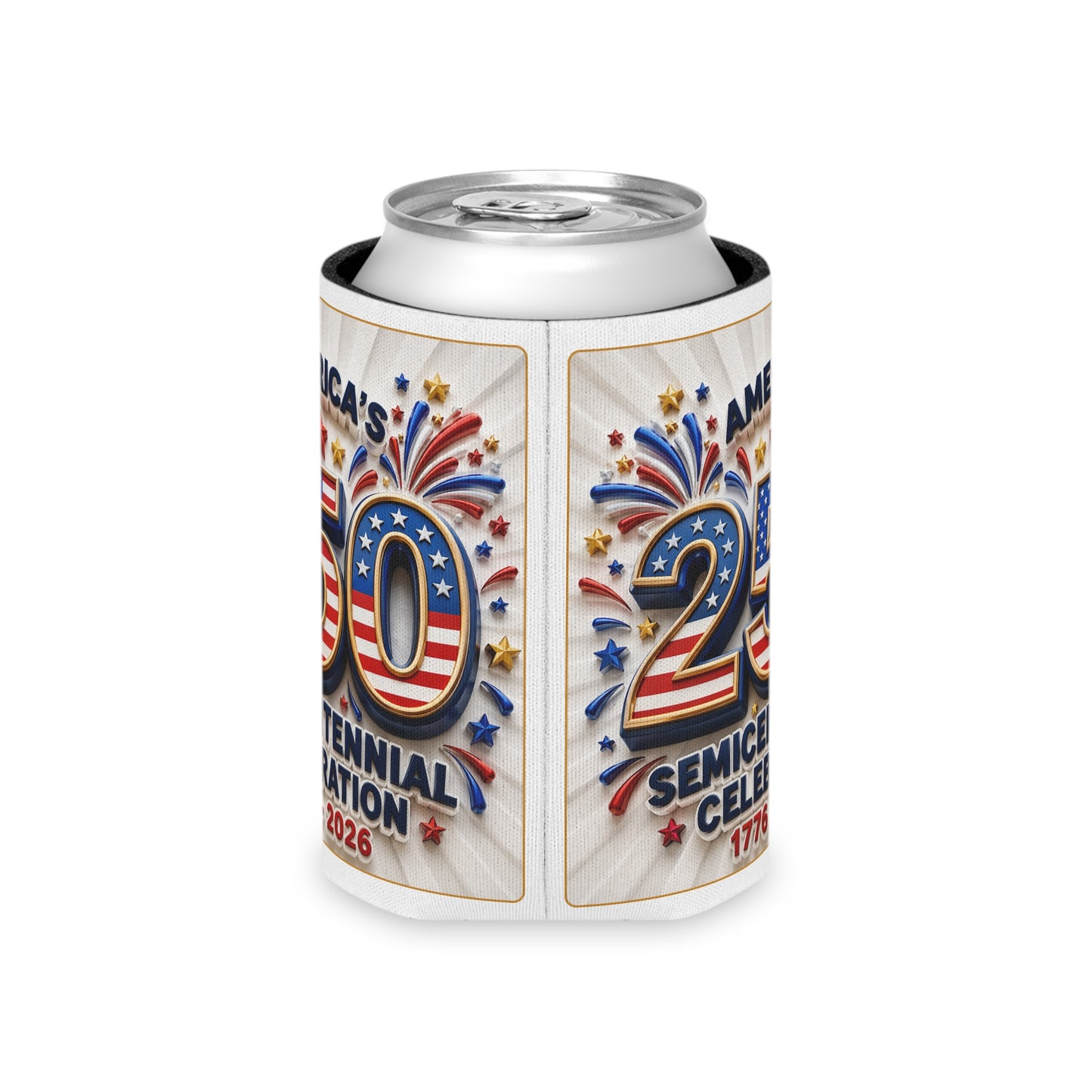America's 250th Semicentennial Can Cooler – 1776–2026 Patriotic Koozie