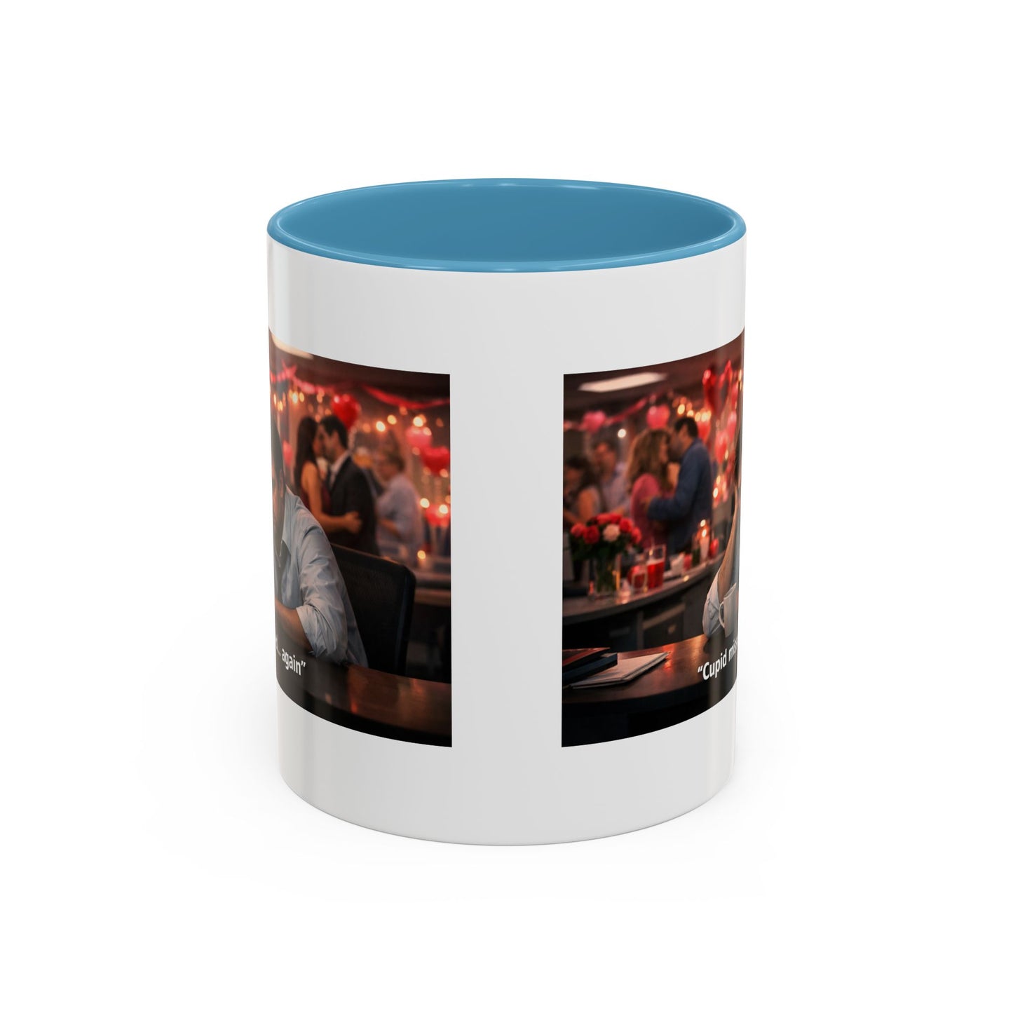 Cupid Missed… Again Funny Valentine Office Party Coffee Mug | Anti-Valentine Humorous Work Mug