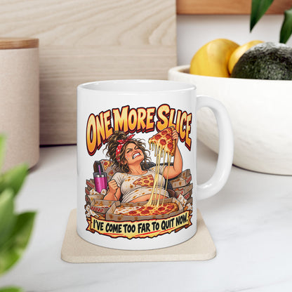 "One More Slice" – Fun Retro Female Pizza Lover Coffee Mug (11oz/15oz)