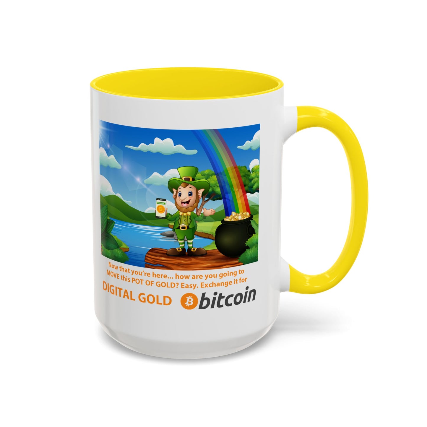Digital Gold Accent Coffee Mug - St. Patrick's Day Gift for Cryptocurrency Enthusiasts