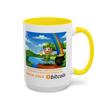 Digital Gold Accent Coffee Mug - St. Patrick's Day Gift for Cryptocurrency Enthusiasts