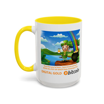 Digital Gold Accent Coffee Mug - St. Patrick's Day Gift for Cryptocurrency Enthusiasts