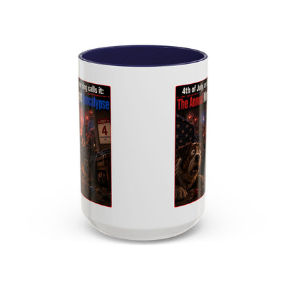 4th of July Dog Apocalypse Mug — Funny Fireworks Anxiety Accent Coffee Cup - Red, Blue or Black (11/15oz)