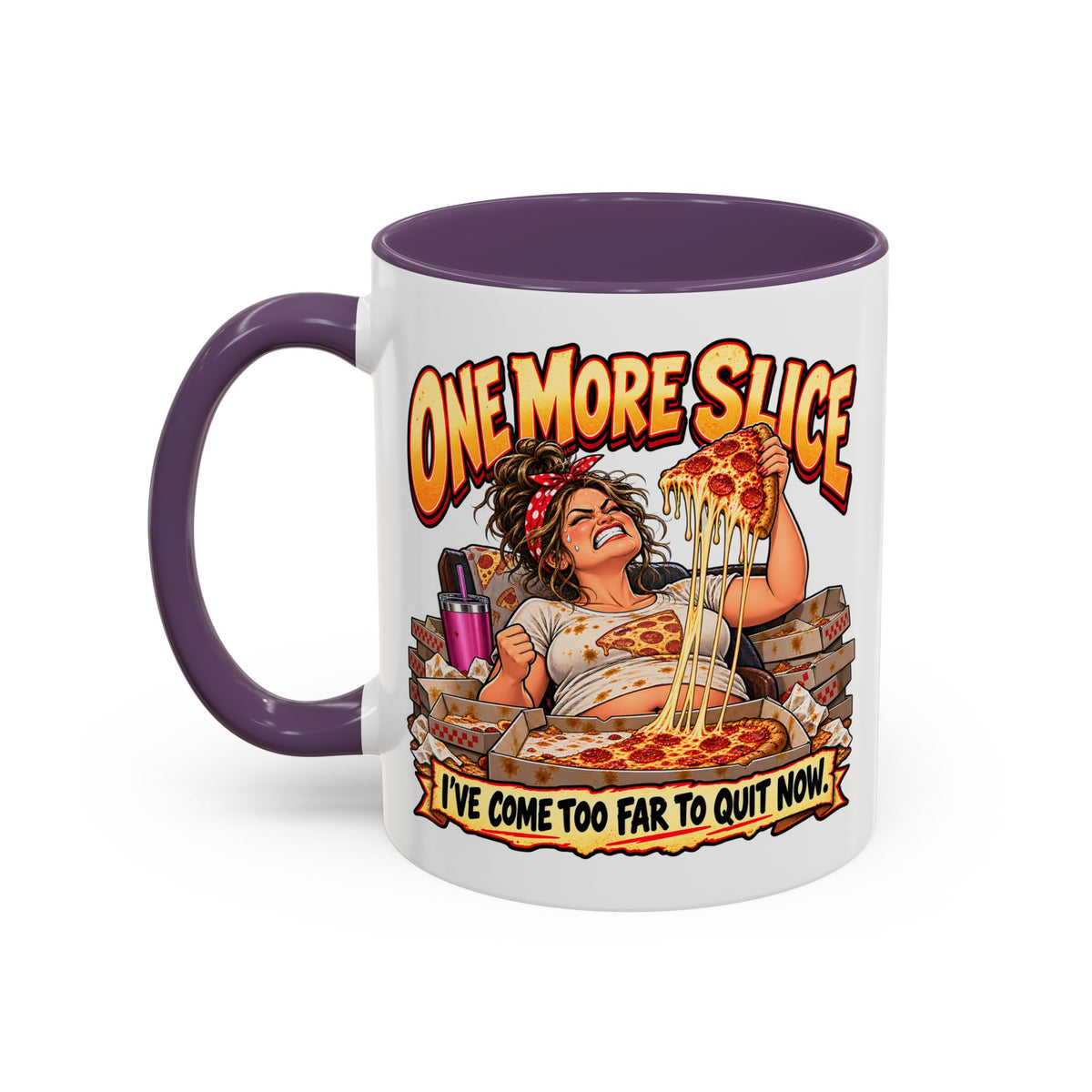 "One More Slice" – Fun Retro Female Pizza Lover - Accent Coffee Mug (11oz/15oz)