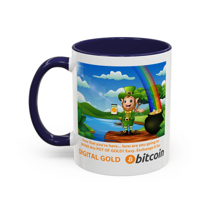 Digital Gold Accent Coffee Mug - St. Patrick's Day Gift for Cryptocurrency Enthusiasts