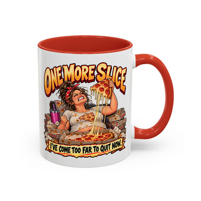 "One More Slice" – Fun Retro Female Pizza Lover - Accent Coffee Mug (11oz/15oz)