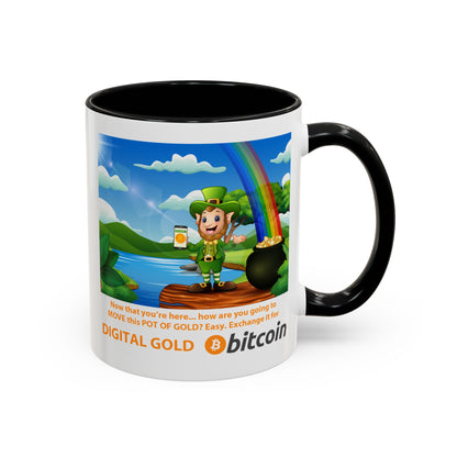 Digital Gold Accent Coffee Mug - St. Patrick's Day Gift for Cryptocurrency Enthusiasts