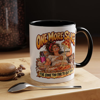 "One More Slice" – Fun Retro Female Pizza Lover - Accent Coffee Mug (11oz/15oz)