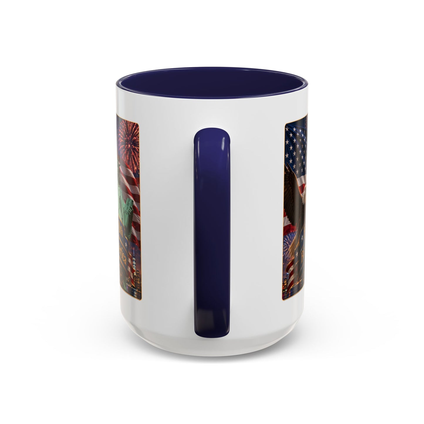 Patriotic Coffee Mug - "Happy 250th Birthday America 1776–2026" - Red or Blue Accent Color