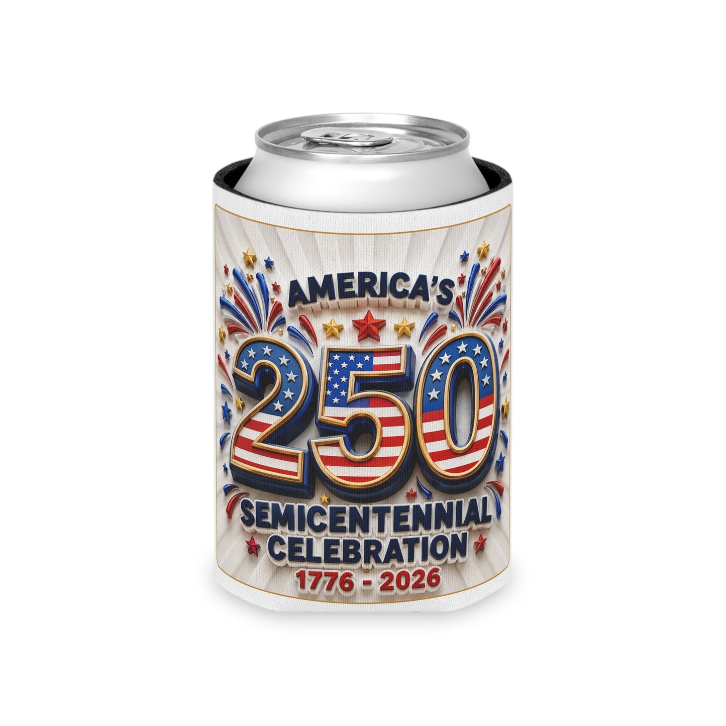 America's 250th Semicentennial Can Cooler – 1776–2026 Patriotic Koozie