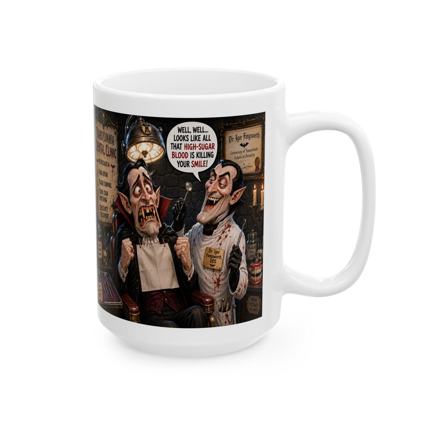 The Count’s Sugar Problem — Funny Vampire Halloween Mug (11oz/15oz)
