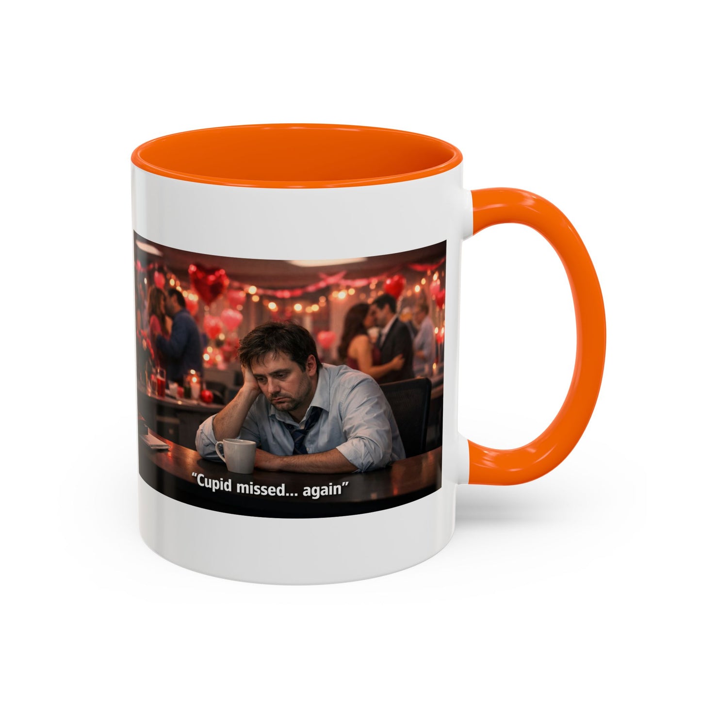Cupid Missed… Again Funny Valentine Office Party Coffee Mug | Anti-Valentine Humorous Work Mug