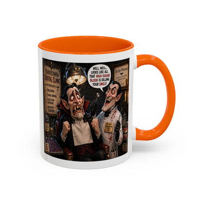The Count’s Sugar Problem — Funny Vampire Halloween Mug (Accent Colors - Black, Red, Orange, Purple, Pink 11oz/15oz)